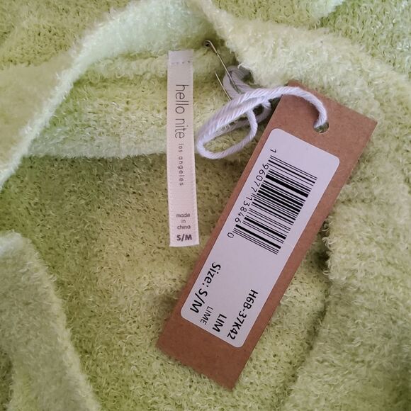 Hello Nite Plush Pullover Cozy Super Soft Oversized Ruffle Sweater S/M Green New - Picture 8 of 8
